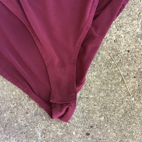 Forever 21 Burgundy Surplice Longsleeve Body Suit - Picture 6 of 6